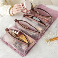 Bolsa De Maquillaje Organizadora 4 En 1 Para Mujer Con Cierre De Cremallera Y Malla Gran Capacidad Bolso De Cosméticos Plegable Portátil Para Viaje Y Almacenamiento - details 3