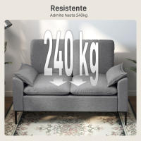 HOMCOM Sofá de 2 Plazas, Tapizado en Terciopelo, Sofá Moderno con Patas de Metal, Reposabrazos Acolchado, para Salón, Dormitorio, Oficina, Sala de Estar, 130x77x84 cm, Gris - details 4
