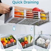 Estante De Cocina Retráctil Y Ajustable En Acero Inoxidable Rieles Para Fregadero Multiusos Para Verduras Frutas Y Platos - details 8