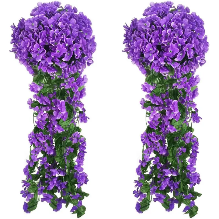 1PC Decoración De Boda Con Flores Artificiales De Seda Violeta Colgante Para Escena De Hogar Jardín Exterior Fiesta Regalo DIY - 1
