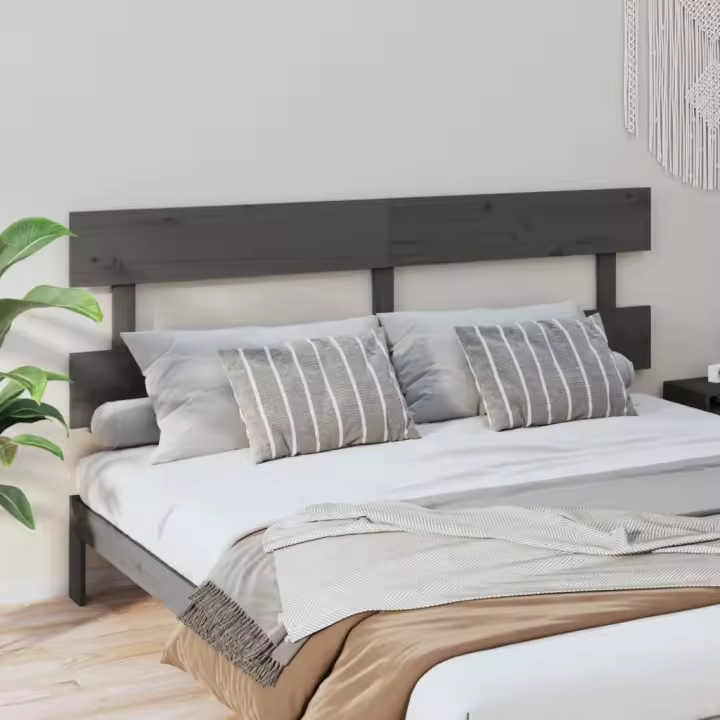 vidaXL Cabecero de cama madera maciza de pino gris 204x3x81 cm - 1