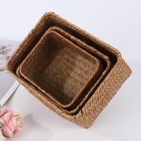 Cesta De Almacenamiento De Paja Tejida a Mano En Seagrass Caja De Frutas Para Picnic Caja De Almacenamiento De Cosméticos Decoración Del Hogar - details 5