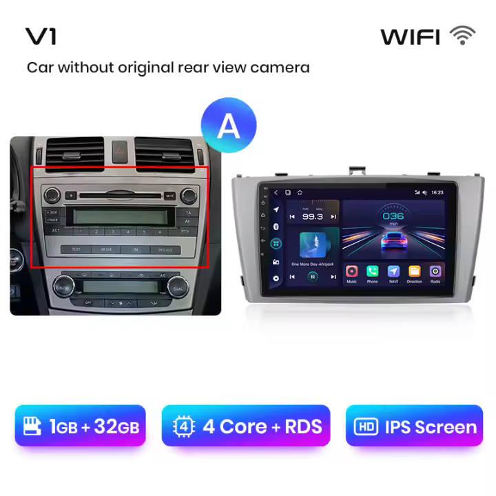 Junsun Tech Android 13 Radio para Toyota Avensis T27 2008 2009 2010 2011 2012 2013 2014 2015 de Coche con Chip Qualcomm de 8 Núcleos CarPlay Inalámbrico Autorradio Estéreo Pantalla HD Multimedia - 1