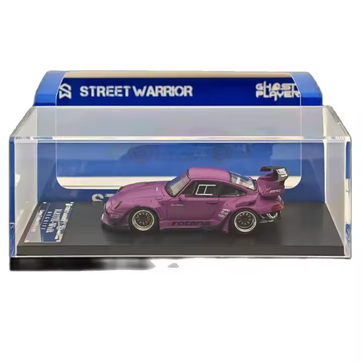 Coche De Colección Miniatura Street WARRIOR SW 1/64 En Rotana Purple Con Ala Corta Para RWB 993 Modelo De Metal Sin Batería Para Fans De Autos - 1