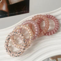 Set De 5 Scrunchies De Cordón De Teléfono Colores Gradientes Y Estampado a Cuadros Accesorios Para El Cabello Elásticos De Goma Para Mujer - details 9