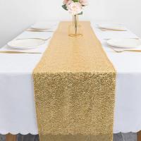 Corredor De Mesa De Sequinias Doradas Brillantes Para Boda Y Cumpleaños Decoración De Fiesta Y Día De San Valentín Material Voile Técnica Tejida - details 0