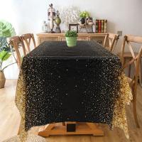 Mantel Negro Y Dorado Con Brillo Para Fiestas De Cumpleaños Y Bodas Decoración De Mesa En Tela Color Oro Y Rosa - details 3
