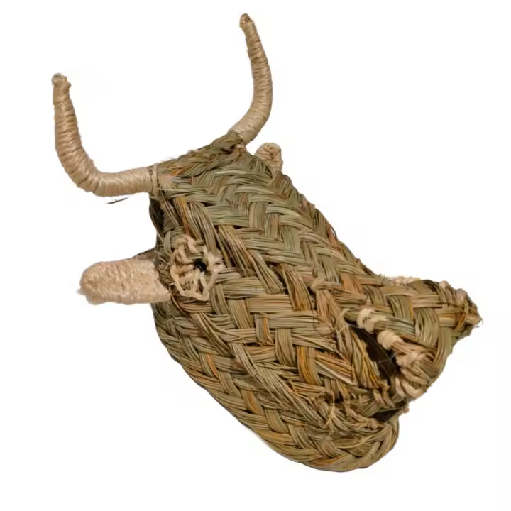 Decoración Cabeza de Vaca Hecha de Esparto Medidas 30 x 15 cm - 1