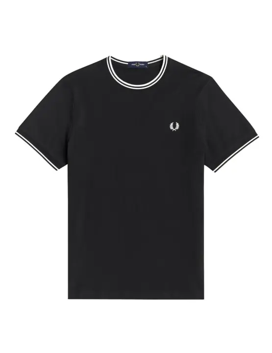 Camiseta Fred Perry Twin Tipped Hombre Negro - 1