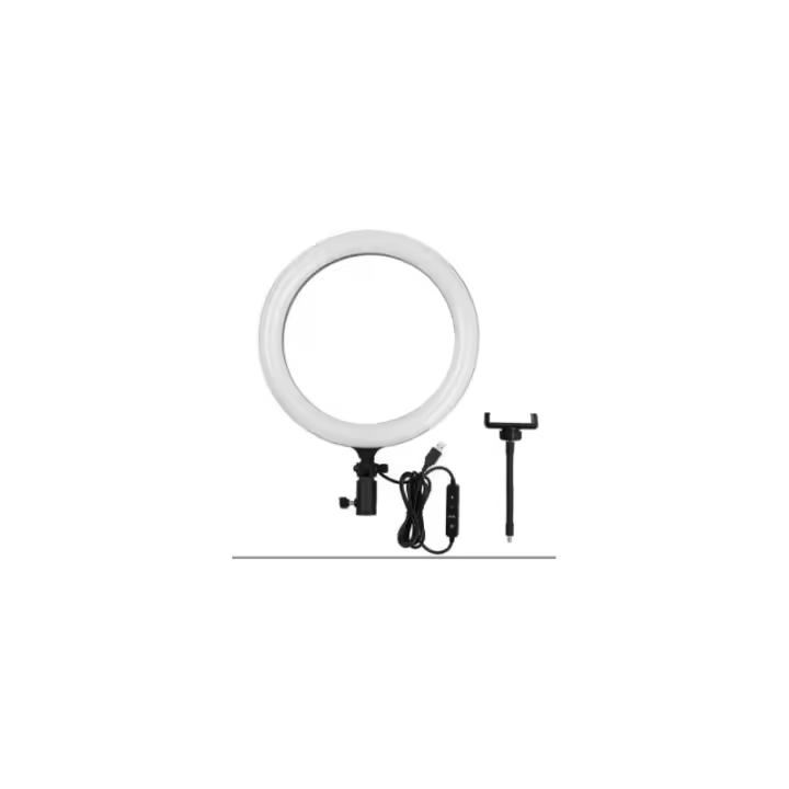 Anillo aro de luz LED selfie 26cm 10''⋆3 tonos luz⋆2700-6500K⋆USB 12W⋆Ideal vídeo y fotografía⋆Trípode 2.1m opcional⋆Iluminación uniforme y regulable⋆Compatible con móviles y cámaras⋆Fácil instalación⋆Perfecto para streaming y maquillaje - 1