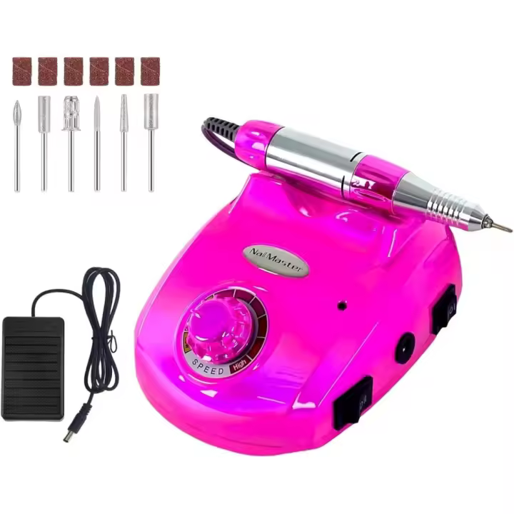 COSHANO Torno para Uñas Profesional, pulidora Pórtatil Acrilico Eléctrico Manicura Pedicura（30000 rpm) con 6 Tipos de Brocas - 1