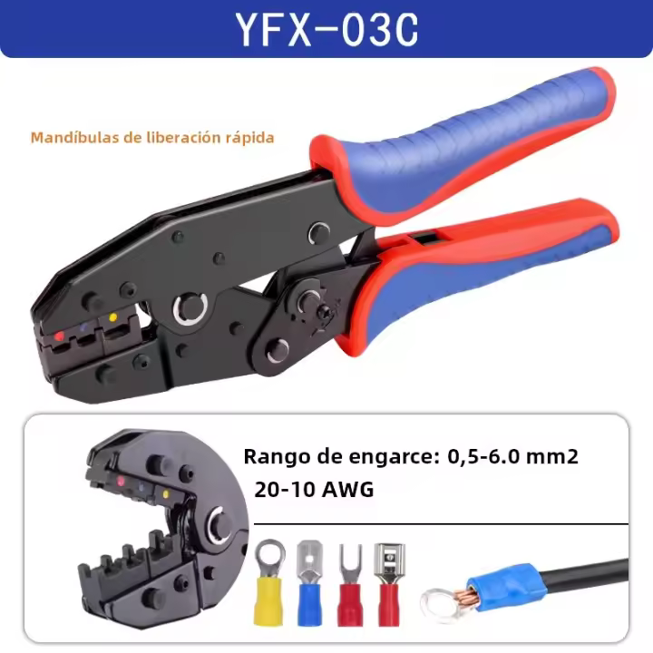 Aguja De Crimpado YFX-03C Para Conectores De Enchufe Calentable/Barril Abierto/Ferrule/MC2.5/4/6 Herramientas De Terminales De Cobre Carbono - 1