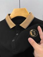 Camisa Polo De Verano Para Hombre Con Encaje Y Manga Corta De Seda Helada Transpirable Moda Casual Brecha De Negocios - details 13