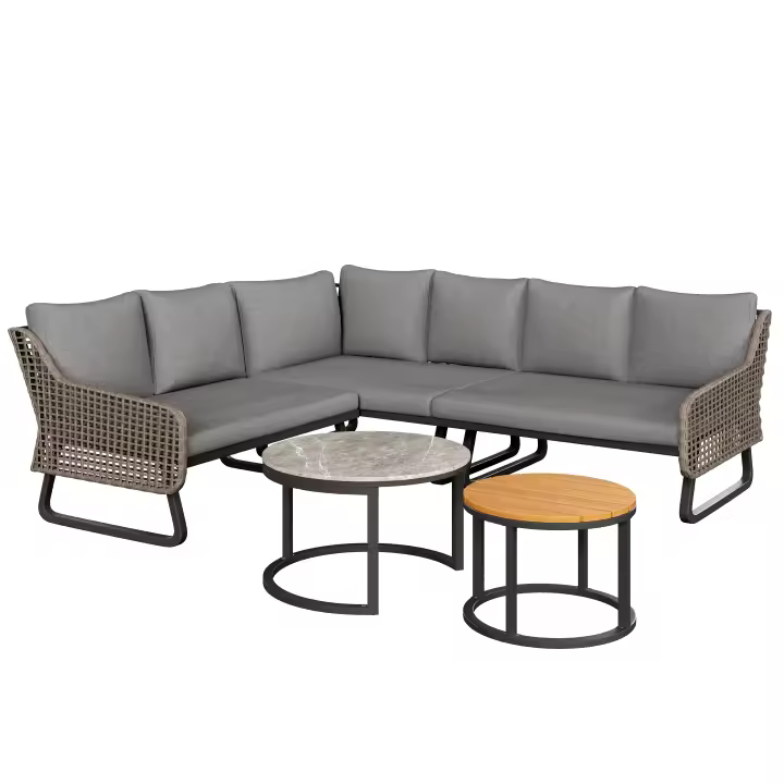 Juego de muebles de Jardín Para 6-7 personas, juego de tumbonas de exterior, Artesanía de trinquete, con dos mesas, Armado de Hierro galvanizado, Patos ajustables, incl. Todos los muebles de asiento - 1
