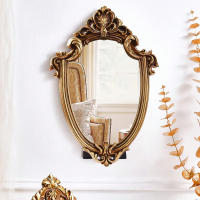 Espejo Decorativo De Resina Estilo Europeo Clásico Con Patrón Dorado Forma Especial Puede Colgarse O Posarse - details 2