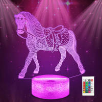 Lámpara Nocturna 3D De Caballo Animal Decoración Para Dormitorio De Niños Luz De Escritorio Para Regalo De Navidad Y Cumpleaños - details 0