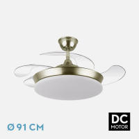FABRILAMP- Ventilador Dc Tridente Mini 59w Cuero 4aspas Desp. 91d 6980lm Reg.intensidad Remoto+temporizador+memoria 3000-4000-6000k MUY SILENCIOSO - details 0