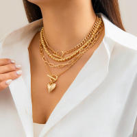 Collar Gargantilla Punk Multicapa Con Pendiente De Corazón Para Mujer Joyería De Fiesta Boda Para Niñas Cadenas De Enlace De Acrílico - details 7