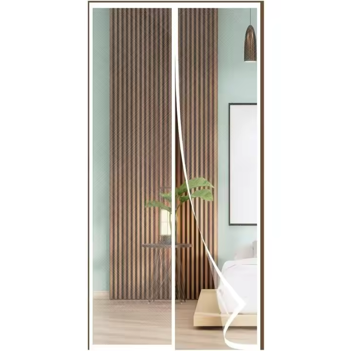 Mosquitera Puerta Magnetica, 60x100CM Cortina, Se Cierra Automáticamente, Fácil Instalación sin Taladrar(Poliéster,Blanco) - 1