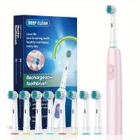 Cepillo De Dientes Eléctrico Rotativo Para Adultos Con Cerdas Suaves 5 Modos De Limpieza Recargable Por USB Y 4/8 Cabezas De Reemplazo - details 3