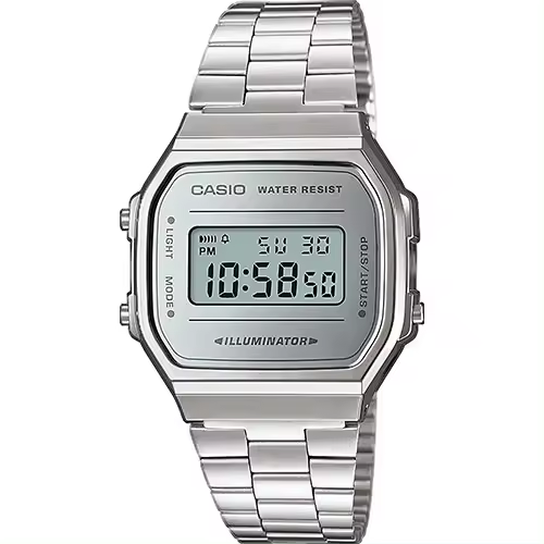 RELOJ CASIO A168WEM-7EF UNISEX RETRO VINTAGE EFECTO ESPEJO PLATA - 1