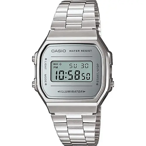 RELOJ CASIO A168WEM-7EF UNISEX RETRO VINTAGE EFECTO ESPEJO PLATA - 1