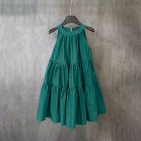 Vestido Sin Mangas De Cuello Halter ZANZEA Para Mujer Estilo Coreano Con Volantes Y Patchwork Vestido De Playa Suelto De Verano Vestido Midi Natural - details 3