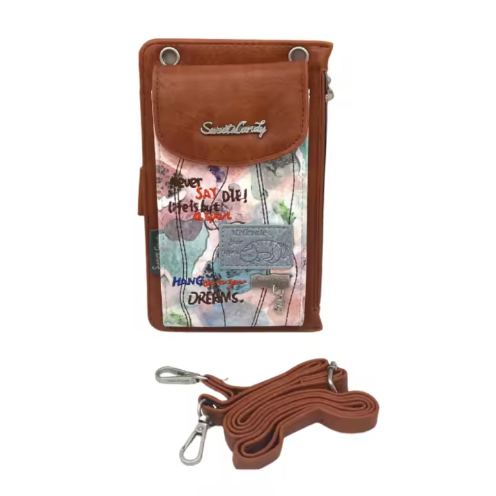 Sweet Candy, Bolso Monedero Para Móvil, Portamóvil, Monedero, Tarjetero, Con Correa, con diseño bordado, Suave, Color Verde, 19 x 3 x 12 cm, Kiglam - 1