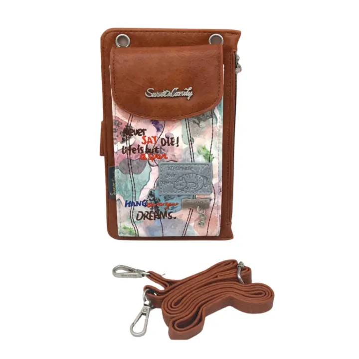 Sweet Candy, Bolso Monedero Para Móvil, Portamóvil, Monedero, Tarjetero, Con Correa, con diseño bordado, Suave, Color Verde, 19 x 3 x 12 cm, Kiglam - 1