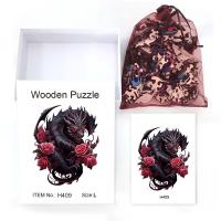 Rompecabezas De Madera Misterioso Dragón Negro Caja De Regalo Exquisita Para El Día De San Valentín Forma Irregular De Animal Regalo Para Adultos Alivio Del Estrés - details 5