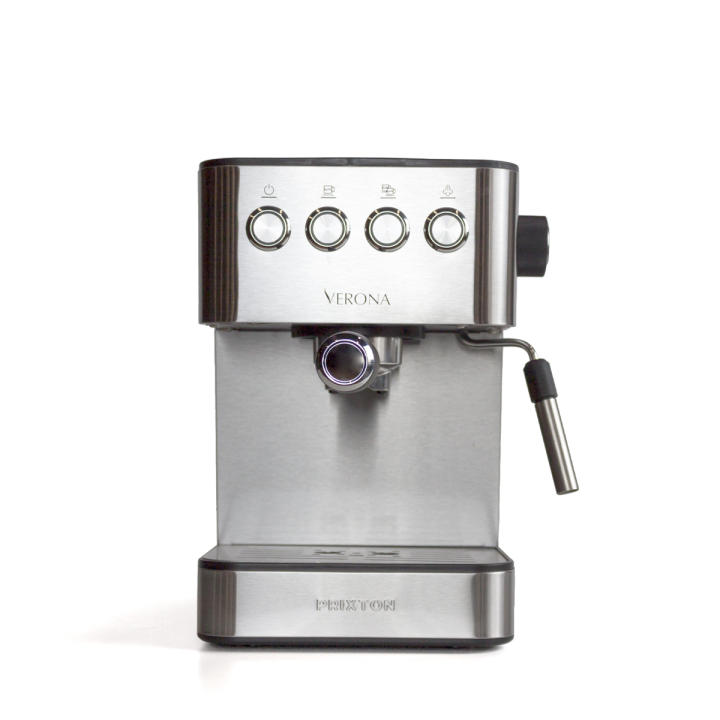 Cafetera Verona con portafiltro de doble salida - Expreso - Bomba italiana - 20 Bares - Vaporizador orientable  PRIXTON