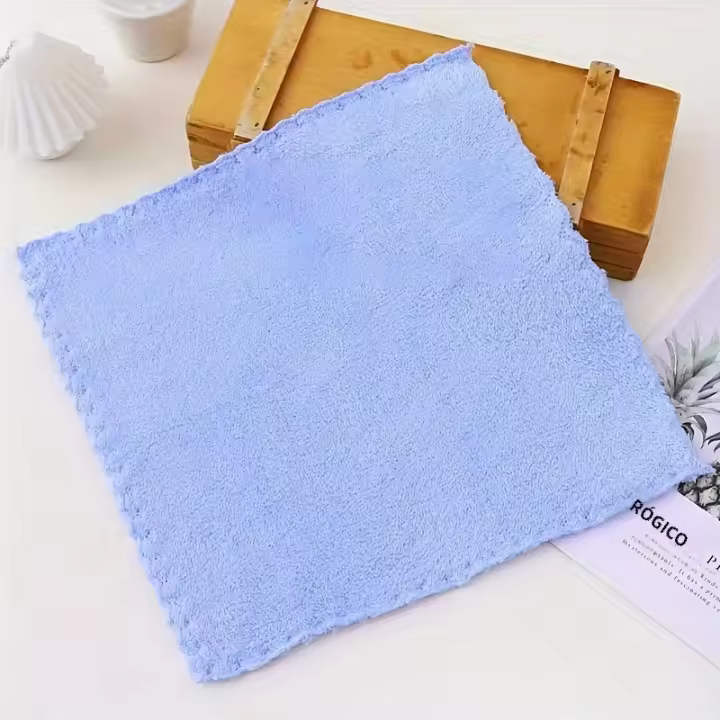 Juego De Toallas De Tela De Coral Suave Y Absorbente 1 Pieza Tamaño Pequeño Color Sólido Toalla Para Rostro Toalla De Limpieza - 1