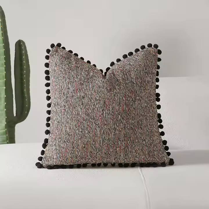  Fundas De Cojines Boho Verdes Con Pompon 30x50cm 45x45cm Textura De Terciopelo Decorativas Para Sofá Manta - 1