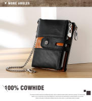 Cartera De Cuero Genuino Para Hombre HUMERPAUL Con Cadena Protección RFID Porta Tarjetas De Crédito De Calidad Para Viajes Estilo Business - details 10