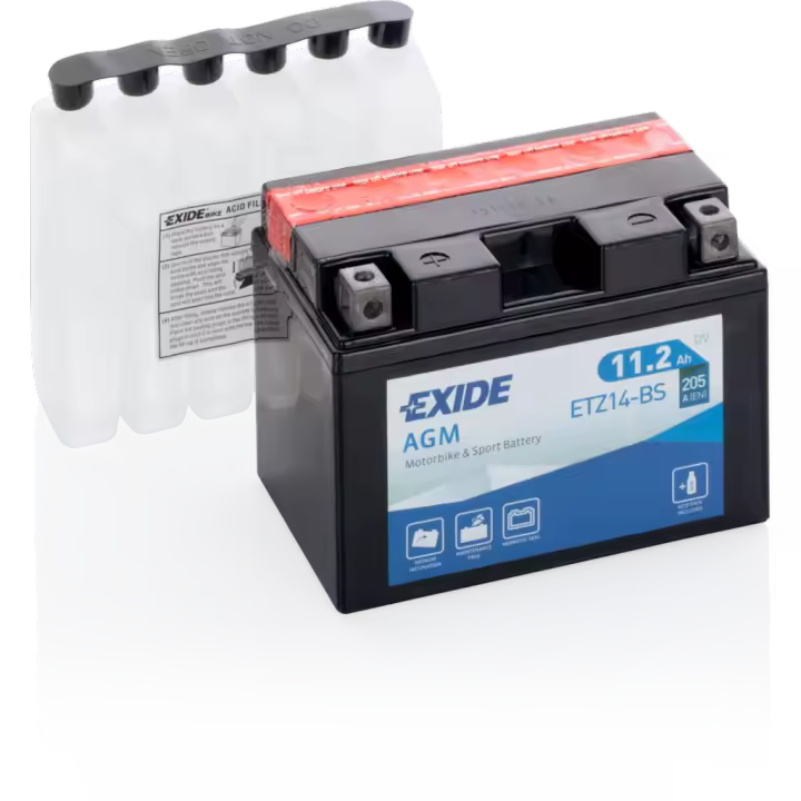 Batería Exide ETZ14-BS Moto 12V Agm. Tecnología AGM. 12V - 11Ah/205A (EN) (150x90x110mm) - 1