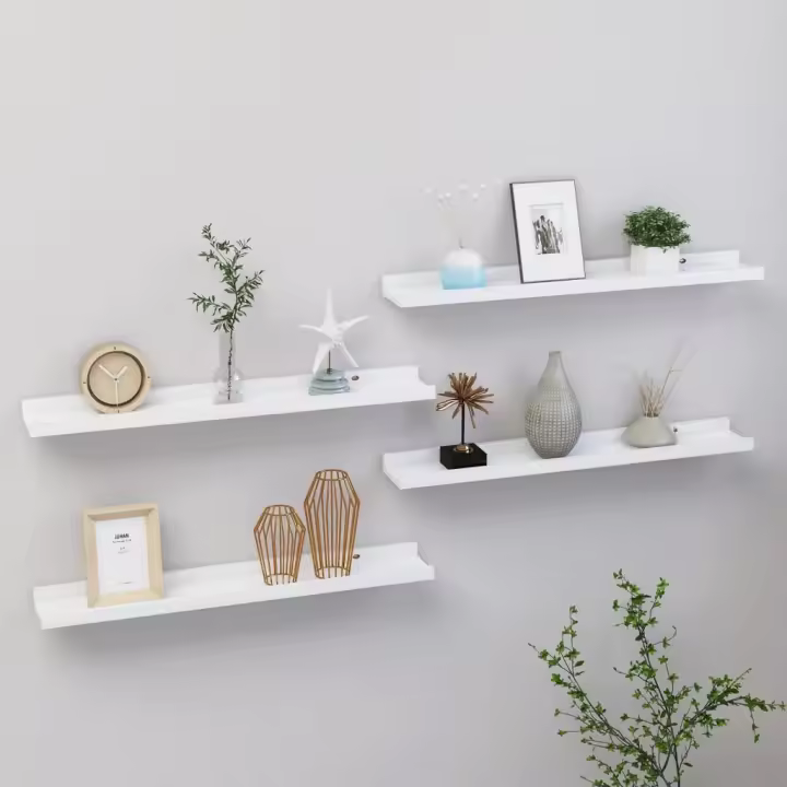 Estantes de pared 4 unidades blanco 60x9x3 cm - 1