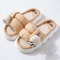 Zapatillas De Plataforma Casual Para Mujer Con Diseño De Gato De Dibujos Animados Zapatos De Lino Elegantes Para El Hogar Con Tobillero Abierto Y Tacón Bajo - details 25
