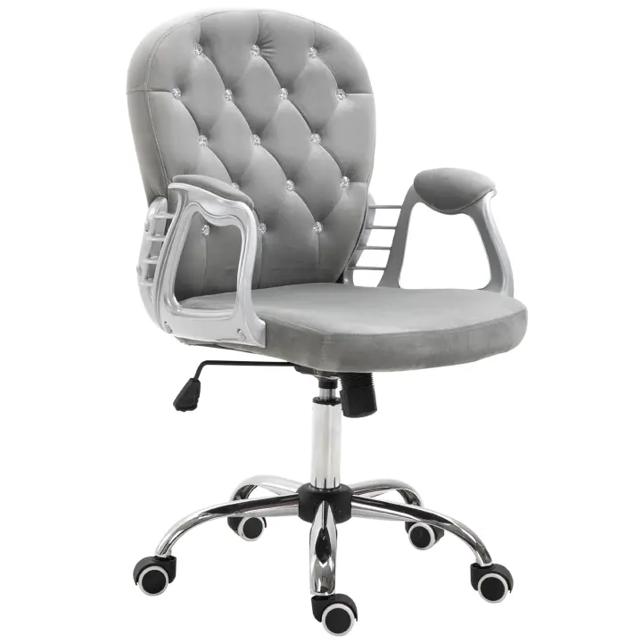 HOMCOM Silla de Oficina Ergonómica, Silla Ejecutiva, Respaldo Acolchado, Gris, 59,5 x 60,5 95-105 cm - 1