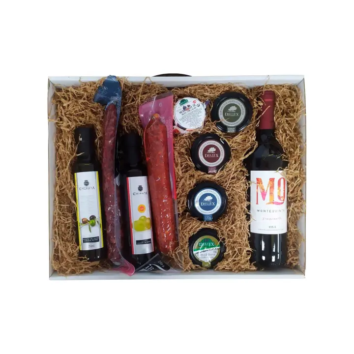 Lote Gourmet Regalo Original para Sorprender al Destinatario - Vino, Aceite, Vinagre, Cremas de Quesos, Patés y Mermelada - Deliex Delicias de Extremadura - 1