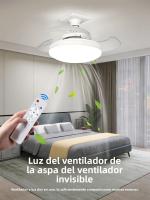 Ventilador De Techo LED 2 En 1 Con Control Remoto Base E27 Convertible Función Timer Dimmable Para Sala De Estar Dormitorio - details 0