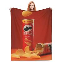Manta De Terciopelo Coral Con Diseño De Pringles Chips De Papas Divertida Para El Hogar 125x100cm Alfombra Para Adultos - details 3