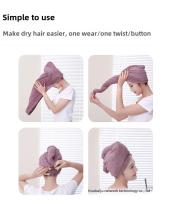 Gorro para secador de pelo de vellón coral Súper suave, absorbente y de seco, ligero y transpirable, toalla de estilo japonés - details 3
