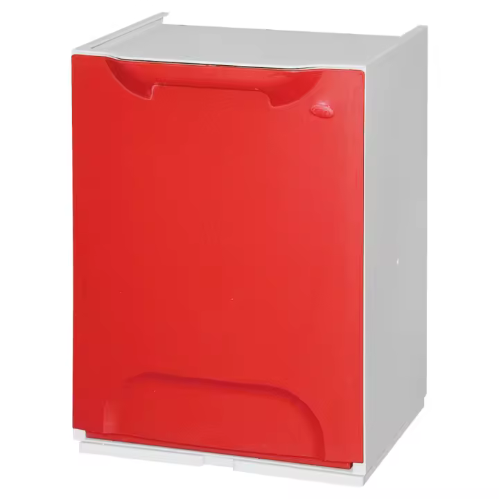Papelera reciclaje en polipropileno color rojo, con depósito 20 L en el interior - 1