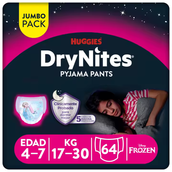 Huggies Drynites Pijama Pants Para Niña, Talla 3-4,4-7,8-15 - 1