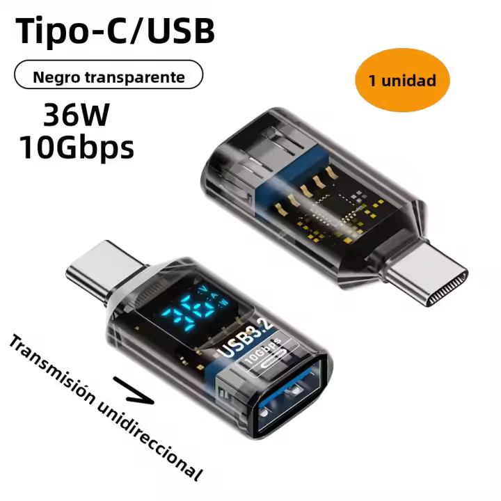 Adaptador De Mostrador Digital NNBILI USB 3.2 a USB C 10Gbps Convertidor Rápido De Carga Para PC Y Laptop Con Conector Macho a Hembra - 1