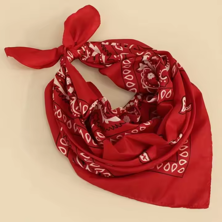 Bandana Hip Hop De Trenzado Con Estampado De Pauleta Negro Y Rojo 55x55cm Pañuelo Estilo Casual Para Mujeres Hombres Niños Y Niñas - 1