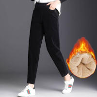 Pantalones Casuales De Cordón Para Mujer Gruesos Y Cálidos Leggings De Otoño E Invierno De Alta Cintura Estilo Harem Talla Alta Elasticidad Ajuste Regular Largo Hasta La Rodilla - details 4