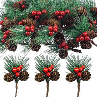 10pcs Ramas De Pino Verdes Simuladas Para Adornos Navideños Arreglos Florales Decoraciones De Fiesta Accesorios De Flores - details 11