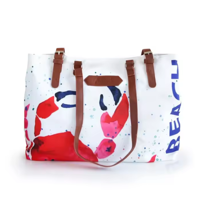 Anemoss Bolsa de playa Crab poliéster blanco rojo 50x28 cm unisex - 1