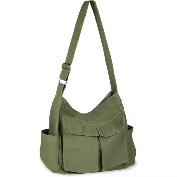 Bandolera de lona de gran capacidad informal de lona con varios bolsos - 1